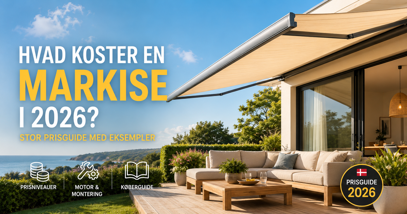 Luksusterrasse med markise – prisguide til markiser i 2026