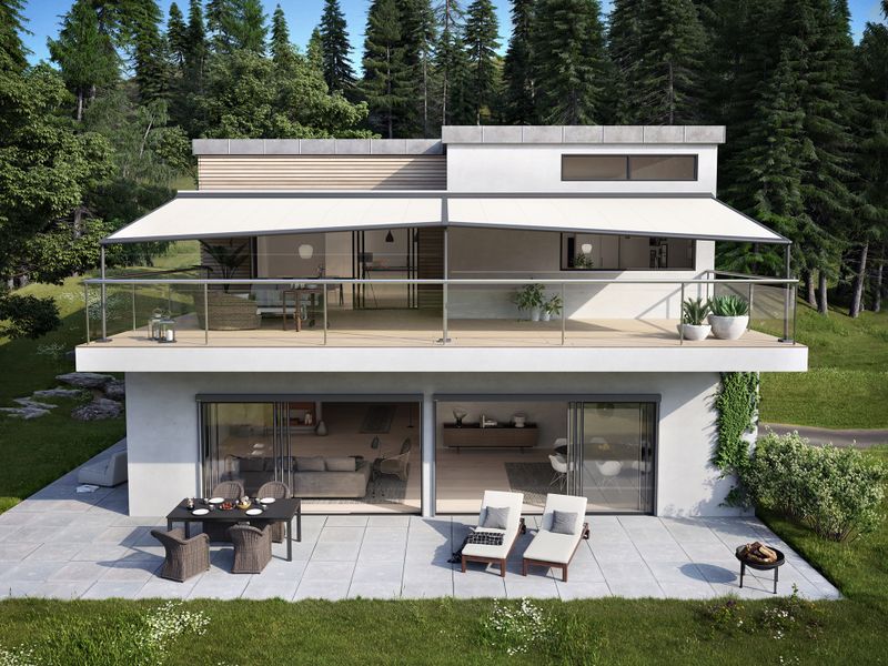 Udsigt til den sænkbare søjle på en markilux pergola