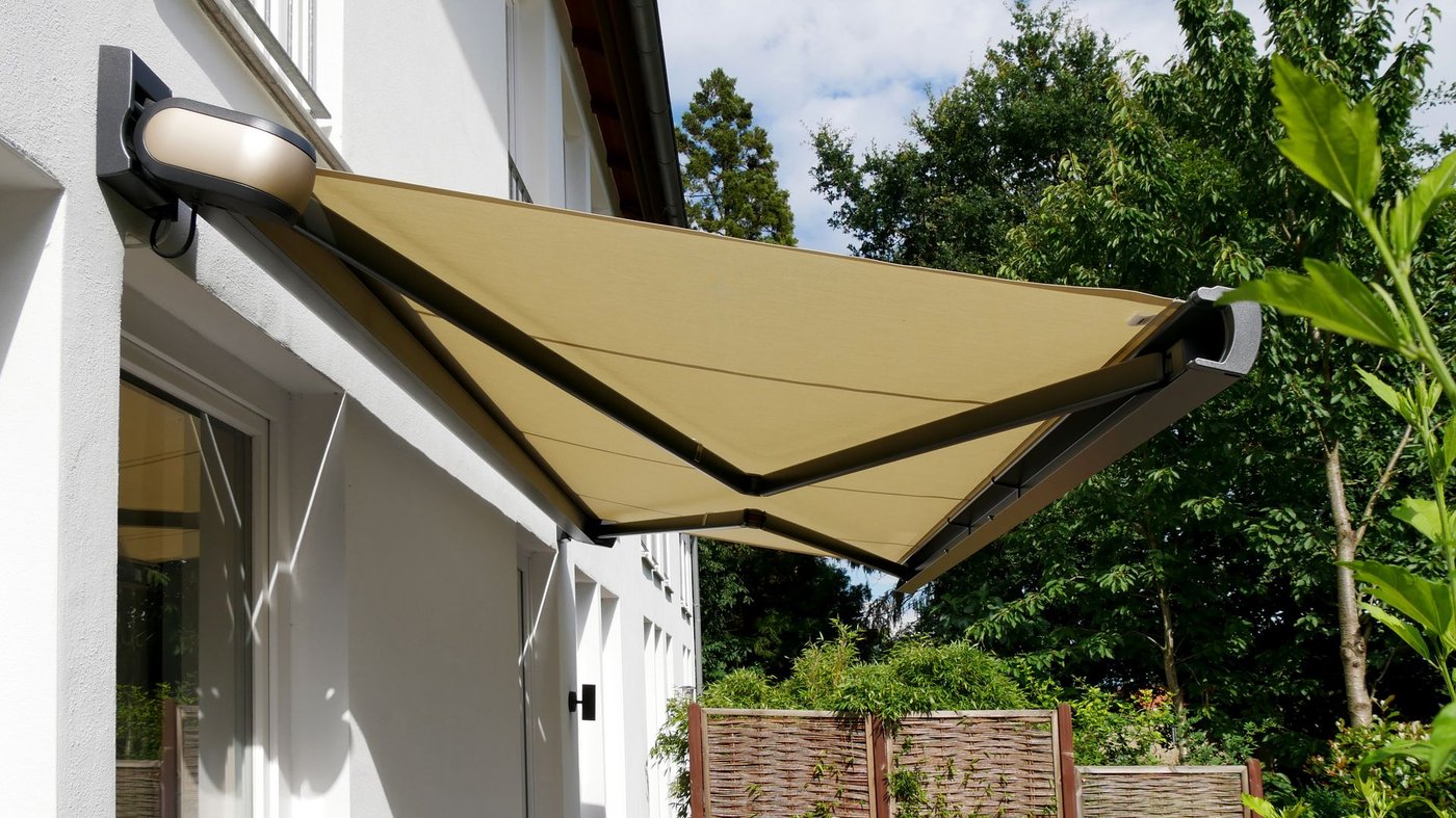 Markilux MX-3 kassettemarkise med eksklusiv belægning og beige dug