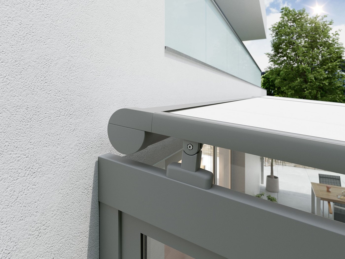 Detalje af den runde antracitfarvede kassette på Markilux 870 tracfix